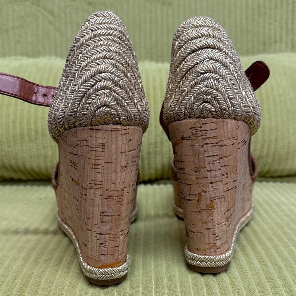 Ralph Lauren Brown & gold Wedge Sandals - Picture 8 of 8